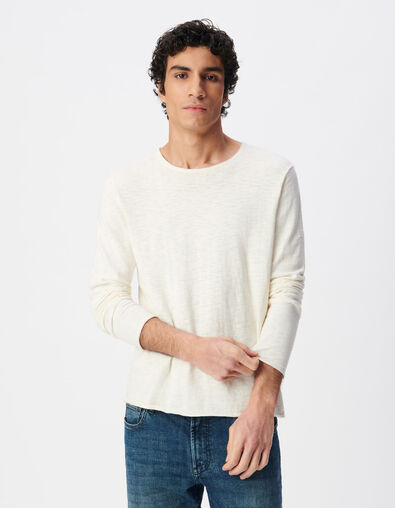 Stuccofarbener, geflammter Herrenpullover mit Rollsaum - IKKS
