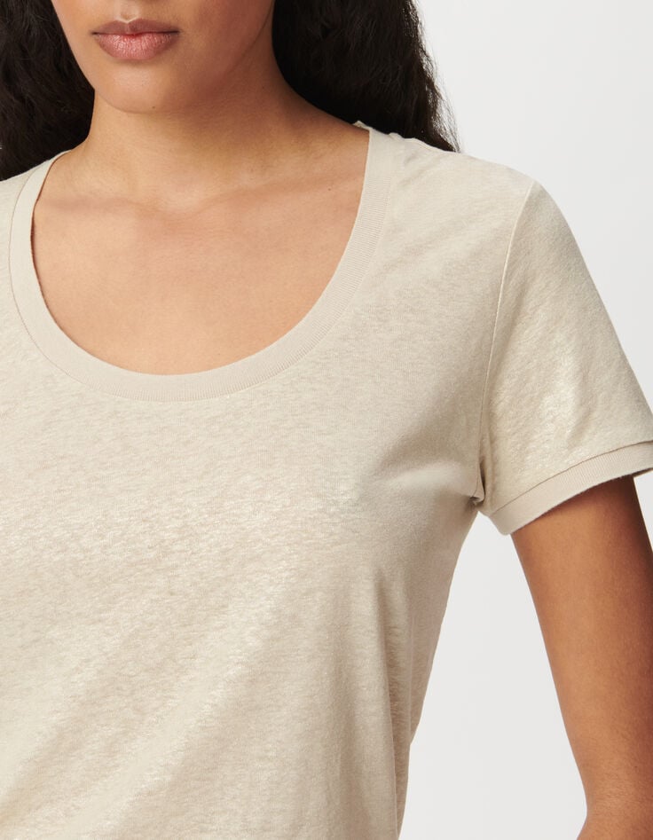 Beiges Kurzarm-T-Shirt irisierend-4 Beiges Kurzarm-T-Shirt irisierend-4