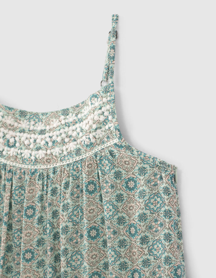 Girls’ aqua geometric print long dress - IKKS