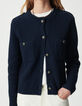 Marineblaue Damen-Kurzstrickjacke 100 % Rippwolle-5