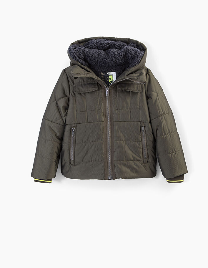 Bronskleurige gewatteerde jas met capuchon voor jongens  - IKKS