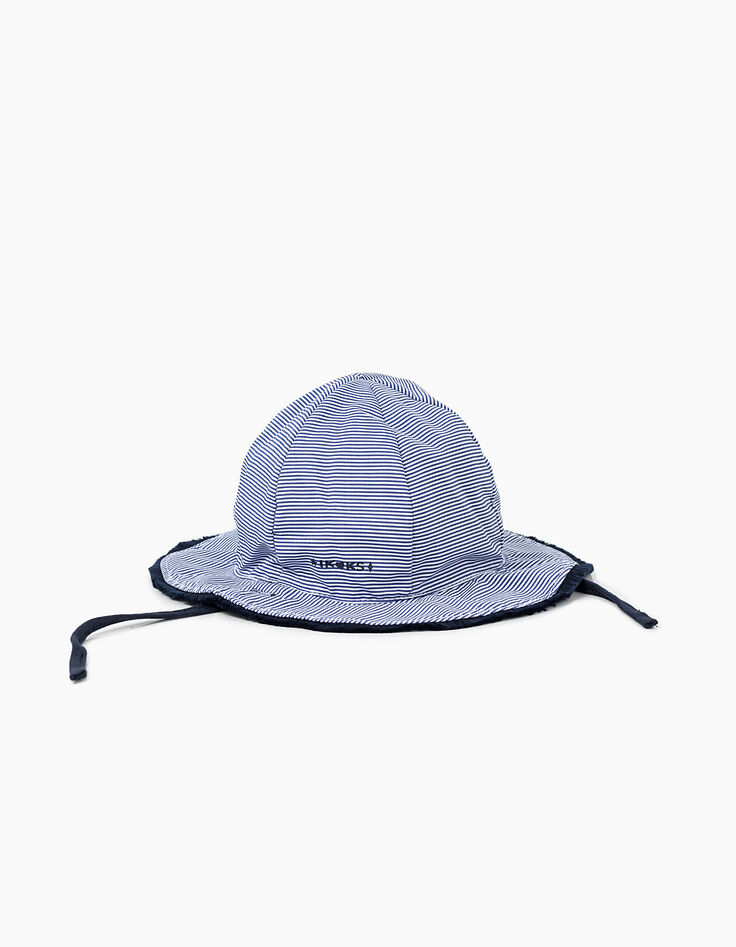 Chapeau réversible navy et rayé bébé fille-1 Chapeau réversible navy et rayé bébé fille-1