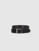 Ceinture noire bordure bleue en cuir Homme-1