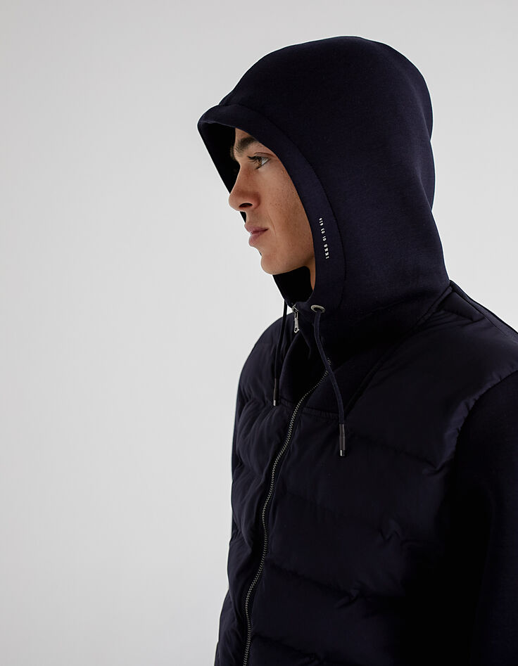 Marineblaue Herren-Unterziehjacke aus Materialmix -5