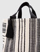 Bolso cab&aacute;s negro y crudo tejido maxi borla ni&ntilde;a-4