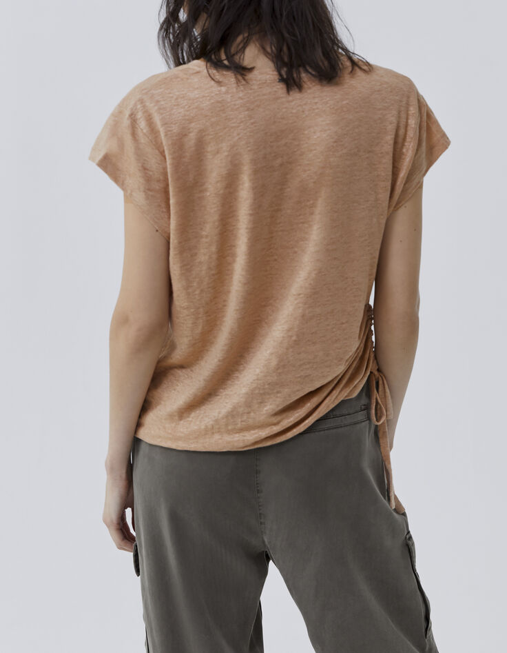 Women’s Desert foil linen knit drawstring side T-shirt-2