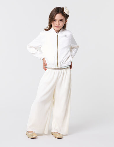 Pantalon large écru plissé élastique pailleté fille - IKKS
