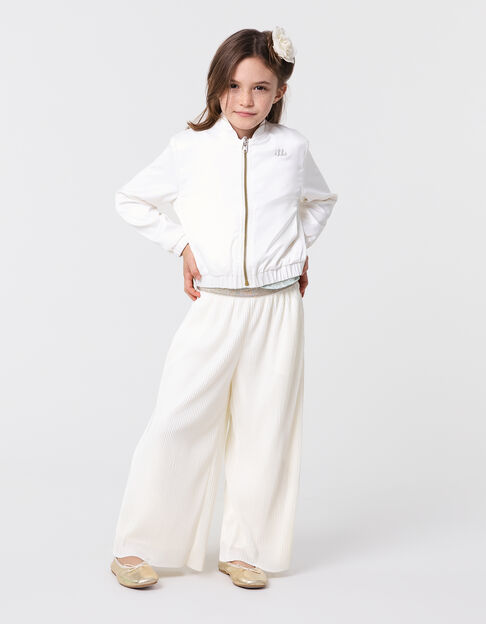 Pantalon large écru plissé élastique pailleté fille - IKKS