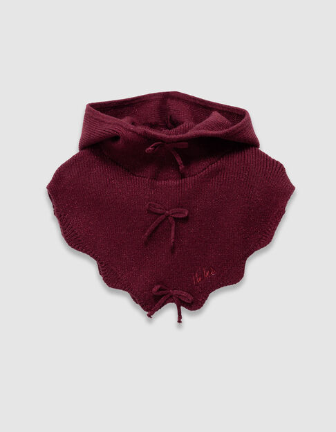 Girls’ pink glittery knit cowl with bow decor - IKKS