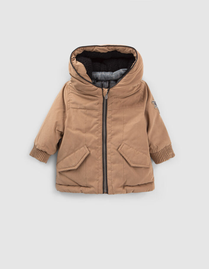 Baby boys’ camel fur-lined hooded parka-2