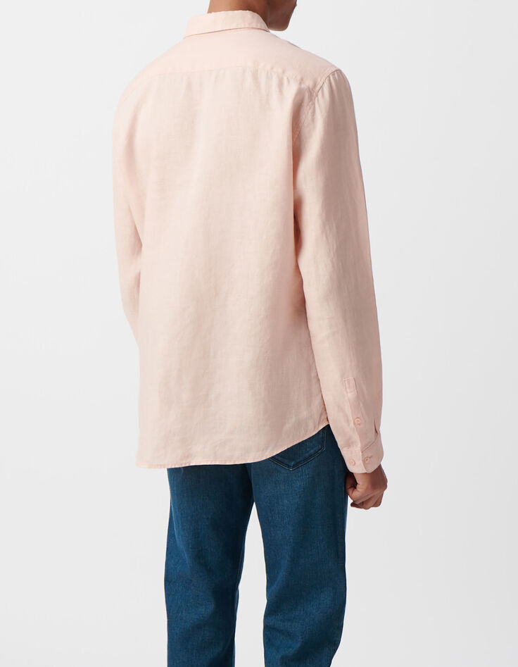 Camisa SLIM rosa lino hombre-3
