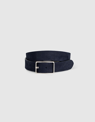 Men’s navy blue nubuck leather belt - IKKS