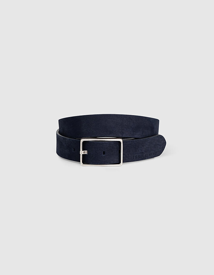 Men’s navy blue nubuck leather belt - IKKS