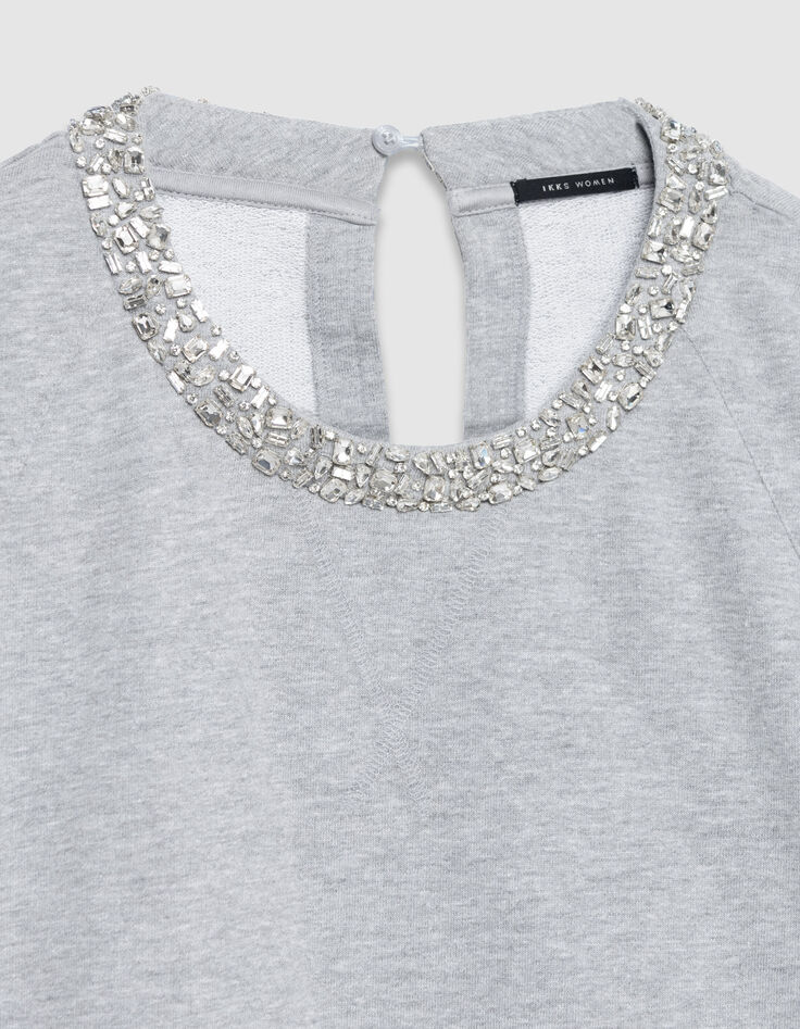 Grijs oversized sweatshirt met juwelenkraag Dames-3