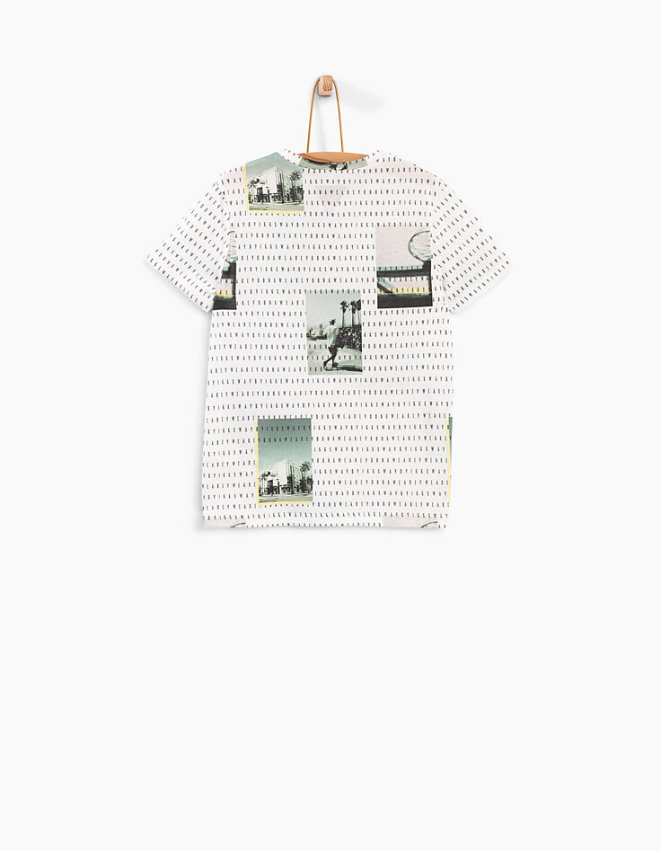 Camiseta blanco óptico fotos y letras niño -2 Camiseta blanco óptico fotos y letras niño -2