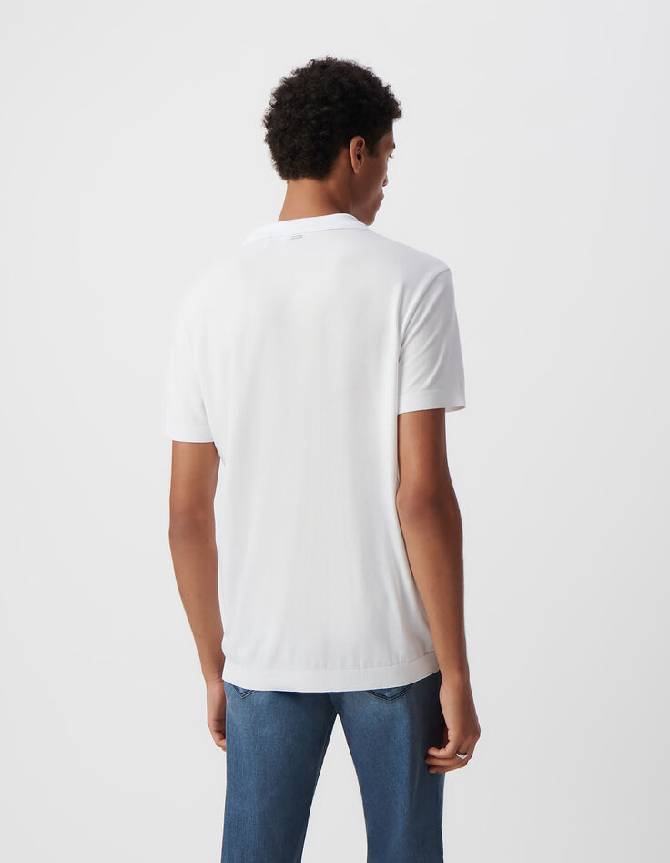 Polo blanc en coton modal Homme-3