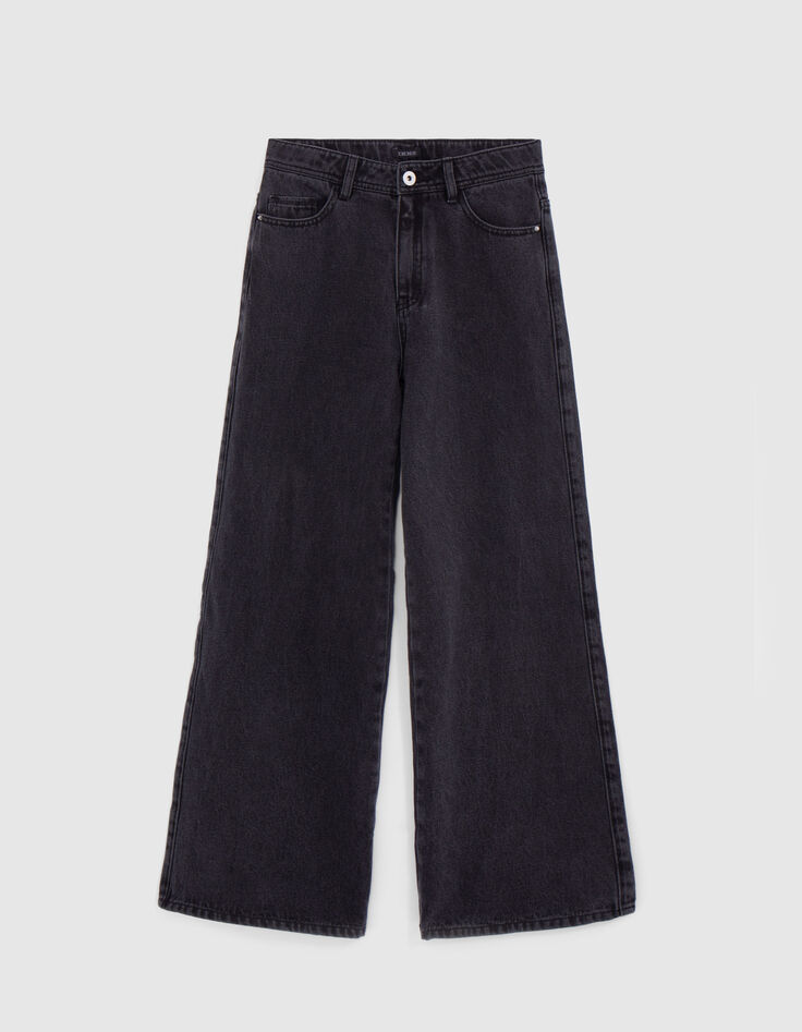Graue verwaschene LARGE-Jeans für Mädchen-3