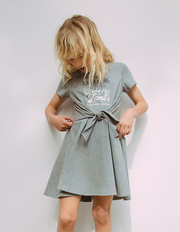 Girls’ grey ROLLING STONES dress to tie-1