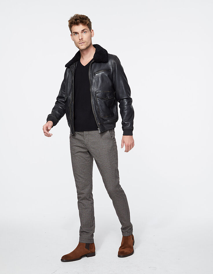 Pantalon vison &agrave; carreaux Homme-7