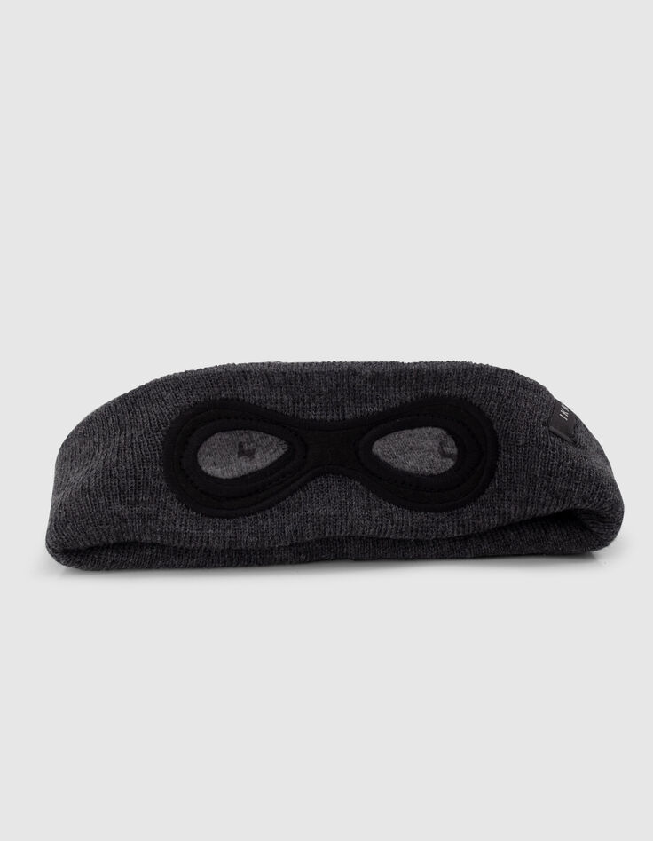 Baby boys’ charcoal grey lightning embroidered knit beanie-3