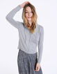 Cardigan zippé gris à capuche visuel Love femme-6