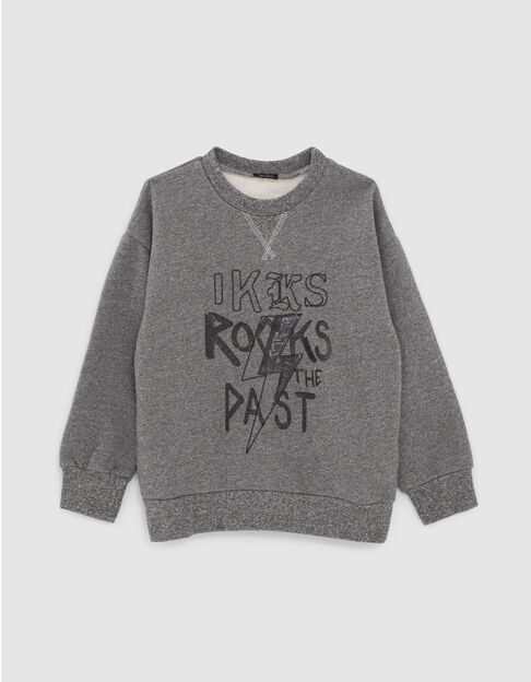 Boys’ grey slogan sweatshirt with embroidered sequins