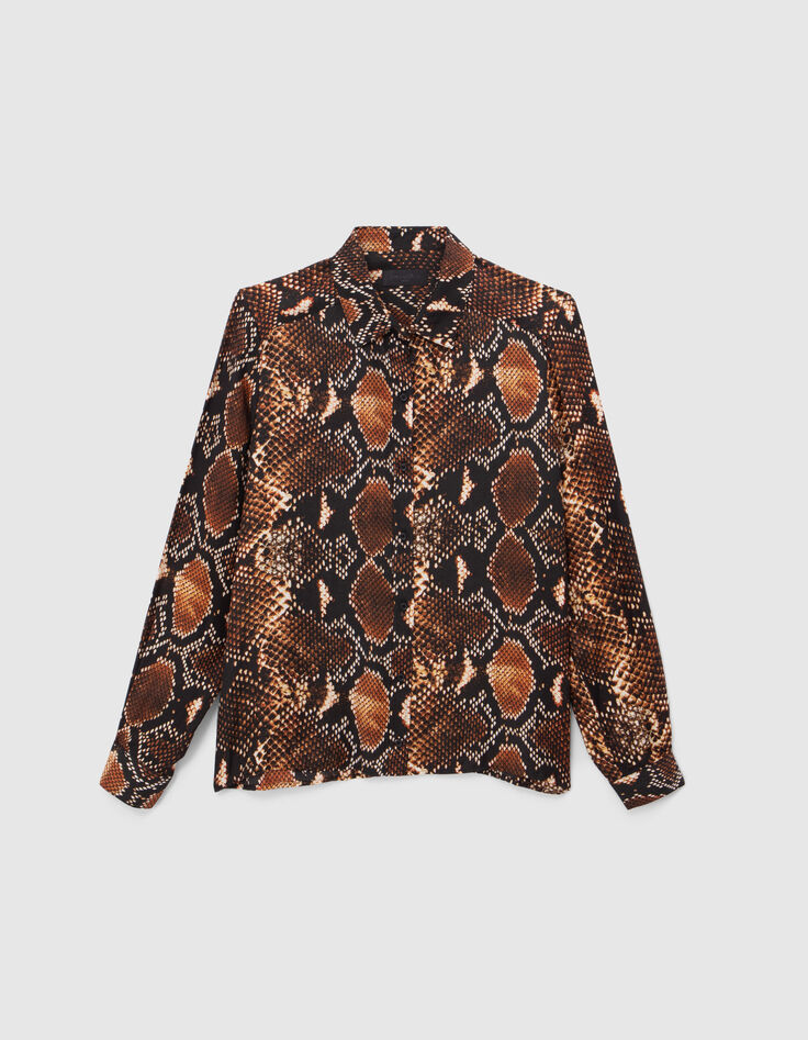 Pure Edition &ndash; Braune Damenbluse mit Python-Rock-Print-4
