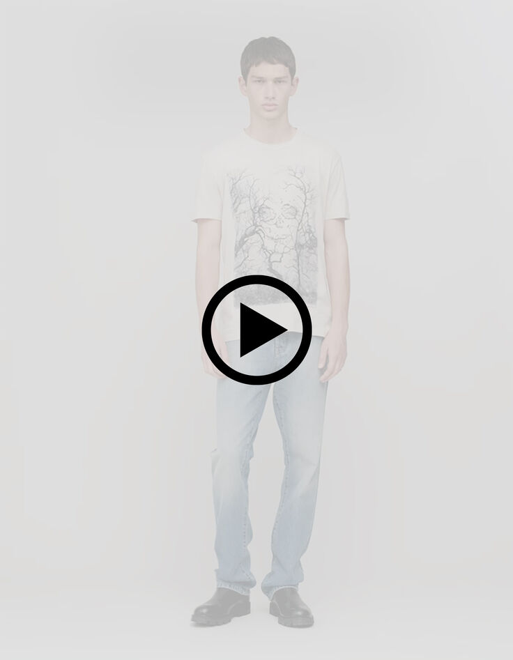 Men's beige tree T-shirt-9