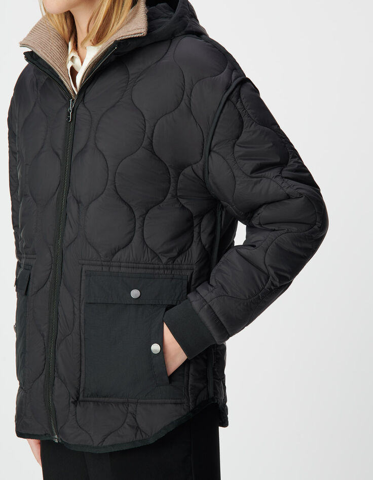 Plumas fino reversible negro acolchado mujer-6