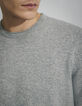 Pull gris chiné cachemire à col rond Homme-2
