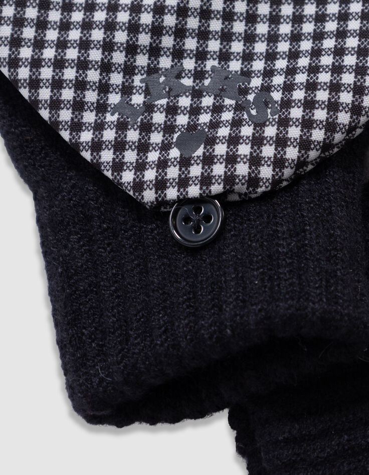 Mitaines noires tricot rabat forme coeur fille-4 Mitaines noires tricot rabat forme coeur fille-4