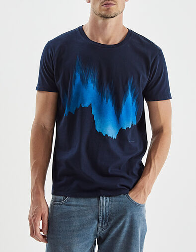Tee-shirt bleu foncé visuel contre-jour DRY FAST Homme - IKKS