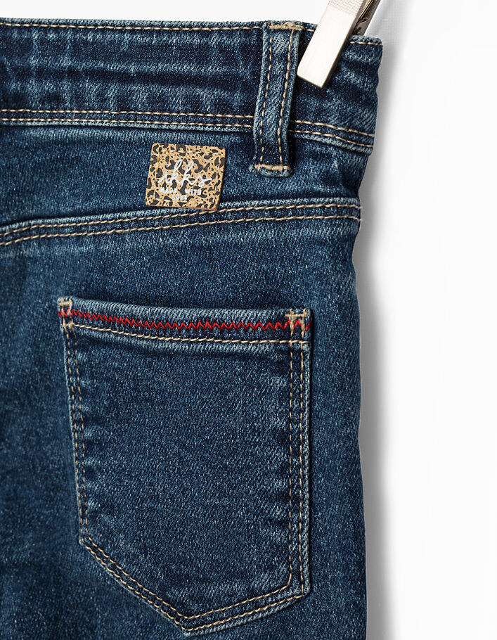 Girls' stone blue skinny jeans+patches+embroidery - IKKS