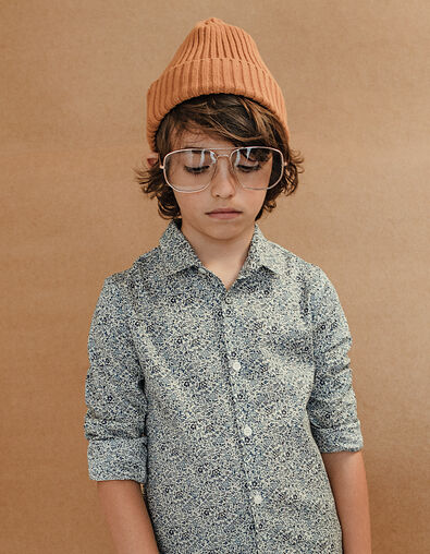 Boy’s ultramarine Liberty flower fabric shirt - IKKS