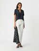 Crumpled navy top with jewelled shoulders Women-1