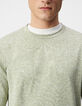 Pull col rond vert tricot fin moulin&eacute; Homme-4