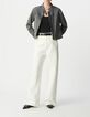 Graue Jeansjacke mit Rei&szlig;verschluss f&uuml;r Damen-1