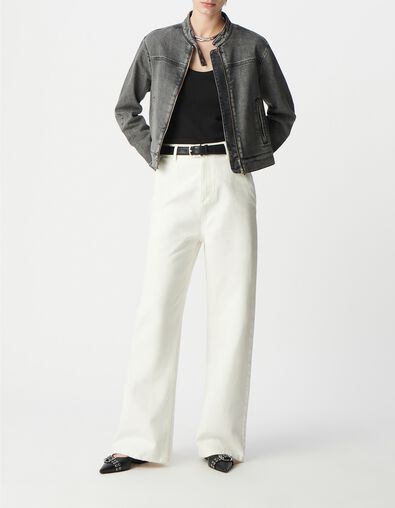 Graue Jeansjacke mit Rei&szlig;verschluss f&uuml;r Damen - IKKS