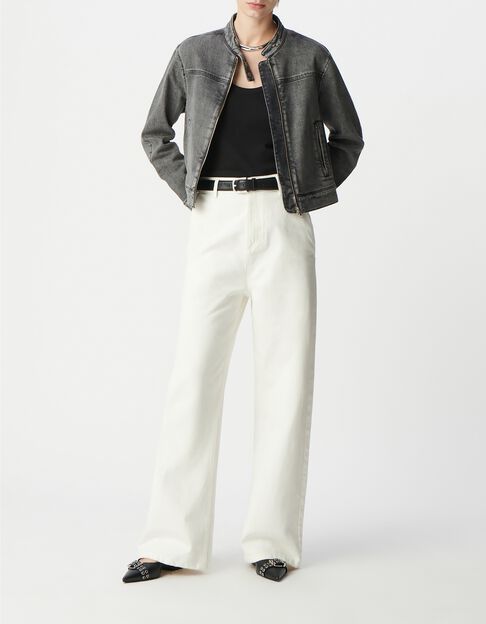 Mujer Cazadora vaquera gris con cremallera - IKKS