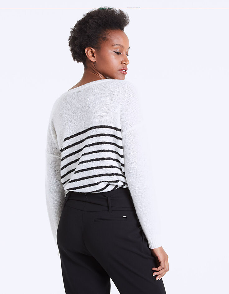 Pull marinière en laine mousseuse femme-3