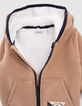 Cardigan beige contrecollé Sherpa à capuche garçon-5