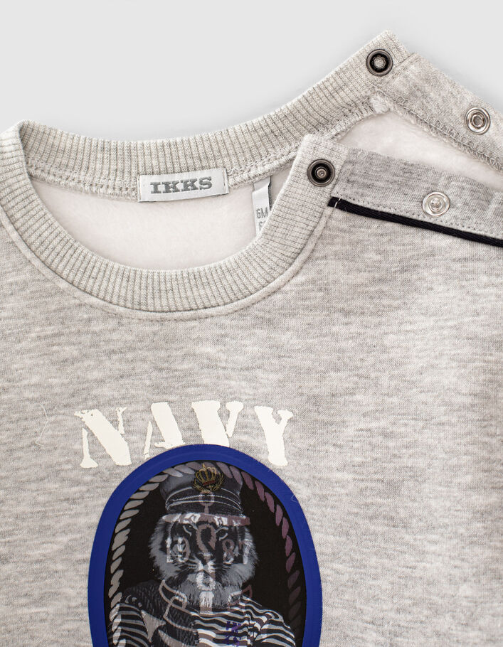 Sweat gris avec visuel lenticulaire lion-ancre bébé garçon-5