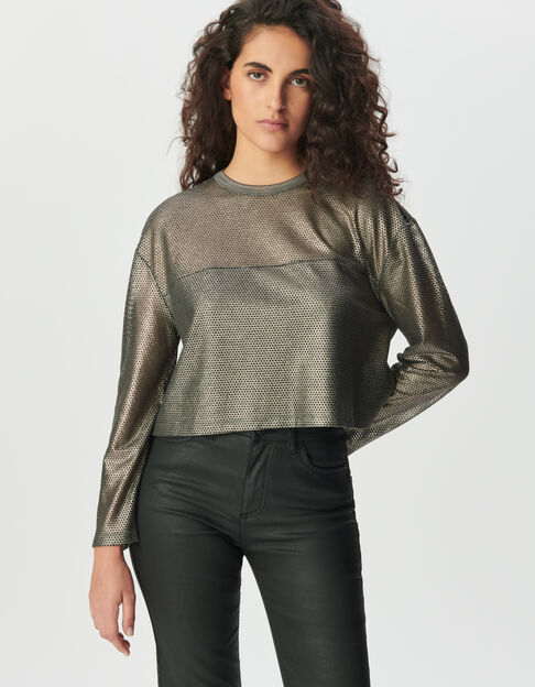Sweat en r&eacute;sille anthracite Femme - IKKS