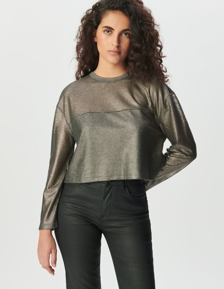 Sweat en résille anthracite Femme-2 Sweat en résille anthracite Femme-2