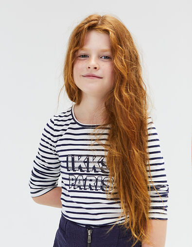 Camiseta blanco roto rayas navy IKKS PARIS niña - IKKS