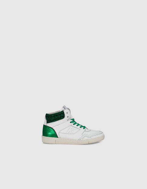 Leren sneakers wit en groen Dames 