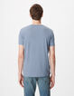 T-shirt encolure V bleu coton bio flamm&eacute; Homme-3