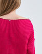 Jersey rosa punto acanalado y detalles lúrex mujer-4