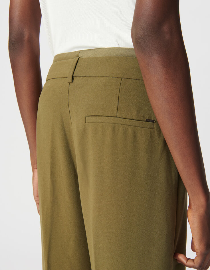 Pantalon de tailleur large kaki polyester recyclé Femme-5
