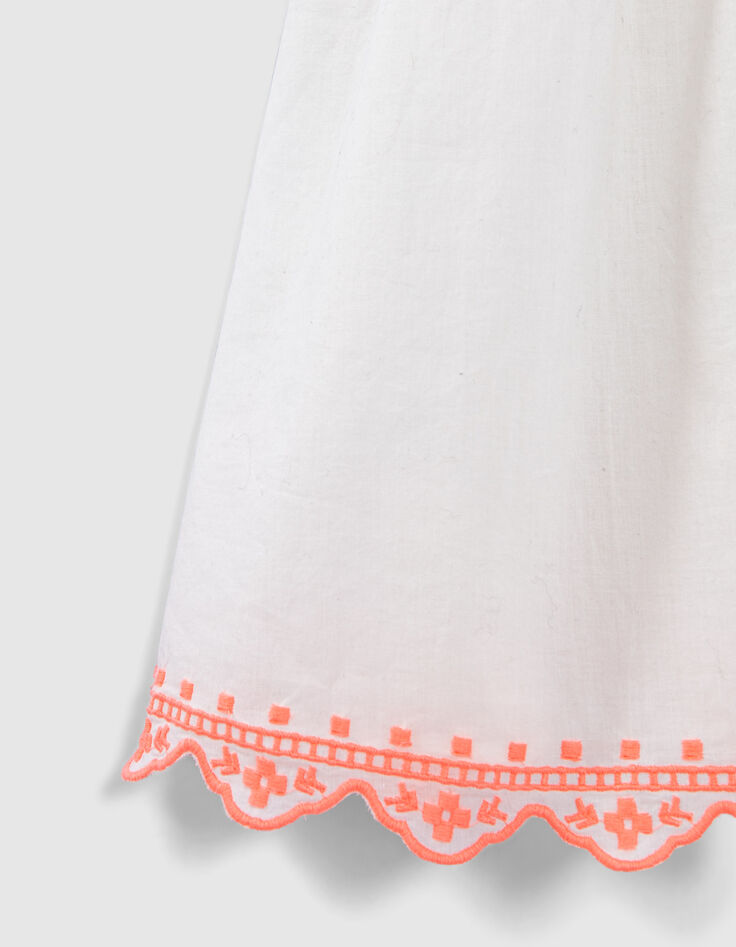 Robe blanc cassé broderies ethniques fluo fille-4